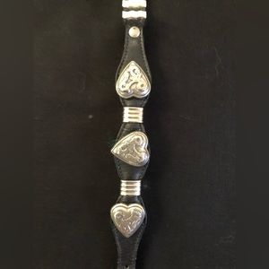 Black leather Western Heart bracelet